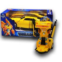 Carrinho transformers bate e volta com luz e som amarelo (bumblebee)