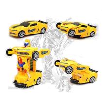 Carrinho Transformers Camaro Amarelo Que Vira Robo Carro Vira Robo Emite Luz Som