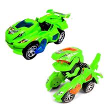 Carrinho Transformers Dinossauro Bate E Volta Sons Luz (Verde) - Fun Game