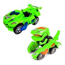 Carrinho Transformers Dinossauro Tiranossauro Bate e Volta com Sons Luz Verde Carrinho Transformers Dinossauro Tiranossauro Bate e Volta com Sons Luz Verde