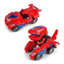 Carrinho Transformers Dinossauro Tiranossauro Bate e Volta com Sons Luz Vermelho