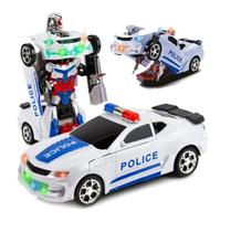 Carrinho Transformers Vira Robô Brinquedo Musical Som E Luz Cor Polícia