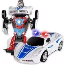 Carrinho Transformers Vira Robo Som Luz Policial Bate Volta