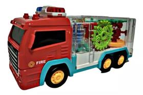 Carrinho Transparente Bate Volta Engrenagem Luz Som Bombeiro - fungame Carrinho Transparente Bate Volta Engrenagem Luz Som Bombeiro - fungame