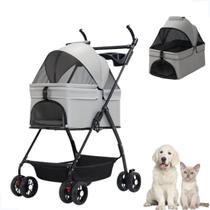 Carrinho Transporte Pet Berço Removível Porta Copo Cães Gato