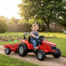 Carrinho Trator Elétrico Infantil com Caçamba 12v Buzina no Volante