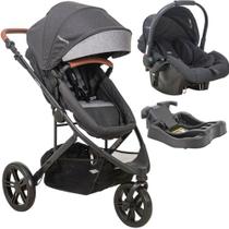 Carrinho Travel System Kiddo Trek - Cinza Chumbo + Base + Bebê conforto