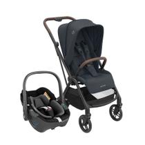 Carrinho Travel System Leona Maxi-Cosi Trio com Base e Bebê Conforto Pebble - Black