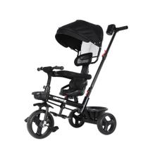 Carrinho Triciclo Confort Infantil Com Empurrador Dirigível, Assento Giratório, Cinto de Segurança e Capota Removível