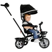 Carrinho Triciclo Confort Infantil de Empurrar com Pedal Assento Giratório Cinto de Segurança e Capota Removível