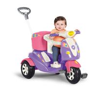 Carrinho Triciclo de Passeio e Pedal Infantil Moto Uno Calesita Com Capacete
