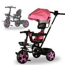 Carrinho Triciclo Infantil 3 em1 de Empurrar com Pedal Assento Giratório Cinto de Segurança e Capota Removível