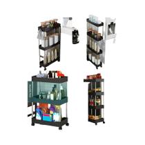 Carrinho Utilitário Giratório com 3/4 Prateleiras - Prateleira de Armazenamento para Cozinha Carrinho Utilitário Giratório com 3/4 Prateleiras - Prateleira de Armazenamento para Cozinha