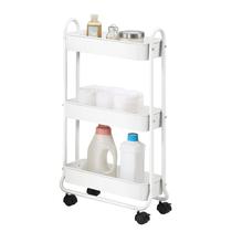 Carrinho Utilitário Slim SunnyPoint de 3 Níveis com Rodízios Branco Carrinho Utilitário Slim SunnyPoint de 3 Níveis com Rodízios Branco