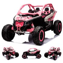 Carrinho Utv Quadriciclo Elétrico Rosa Infantil 24v USB MP3 Luz/Som Controle Remoto Can Am Maverick