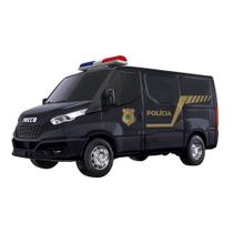 Carrinho Van Policia Iveco Brinquedo Acessórios Preto Carrinho Van Policia Iveco Brinquedo Acessórios Preto