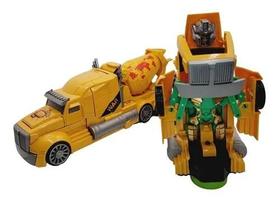 Carrinho Vira Robô Luz Som Transformers Caminhão Trator Amarelo Carrinho Vira Robô Luz Som Transformers Caminhão Trator Amarelo