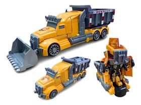 Carrinho Vira Robô Luz Som Transformers Caminhão Trator Amarelo