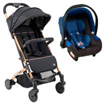Carrinho Zap Preto Cobre e Bebê Conforto Touring X Azul