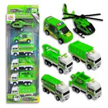Carrinhos Caminhão Lixo Coleta Reciclagem Miniatura 6 und