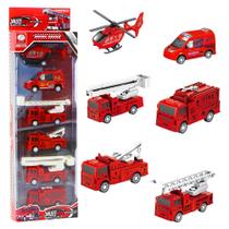 Carrinhos De Bombeiro Fricção Miniatura Brinquedo 6 Peças Carrinhos De Bombeiro Fricção Miniatura Brinquedo 6 Peças