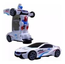 Carro 3d Vira Robo Emite Som E Luz Transformes Carrinho Bmw - toys