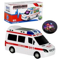 Carro Ambulância GRANDE Brinquedo Movimento Bate e Volta com Luzes e Som de Sirene - Envio mesmo dia