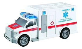 Carro Ambulância Resgate De Brinquedo Fricção Com Som E Luz de Led - Shiny Toys