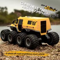 Carro anfíbio off road 8 rodas Truck rastreador impermeavel brinquedos controle remoto na cor amarelo - opsshopping