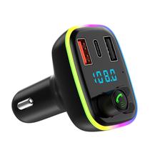 Carro Bluetooth 5.0 Sem Fio Handsfree Car Transmissor FM Receptor Rádio Adaptador Mp3 Player 2 USB+PD Carregador Kit