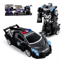 Carro Brinquedo Policia Transformers Robô Som E Luz - Enviamos no mesmo dia