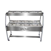 Carro Buffet Conjugado Duplo Spl-509co 8 Cubas Quentes E 4 Frias 127V - Spolu Carro Buffet Conjugado Duplo Spl-509co 8 Cubas Quentes E 4 Frias 127V - Spolu