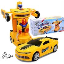 Carro Camaro Amarelo Vira Super Robô Transformes Som Luz Led Brilhante Brinquedo infantil Carrinho Carro Camaro Amarelo Vira Super Robô Transformes Som Luz Led Brilhante Brinquedo infantil Carrinho