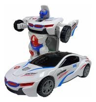 Carro Carrinho Brinquedo Policia Transformers Robô Som E Lu
