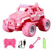 Carro Carrinho Controle Remoto Rosa Modelo Barbie Super Car Cross Rally Recarregável