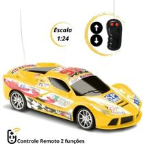 Carro Carrinho de Corrida Controle Remoto 2 Funções Amarelo