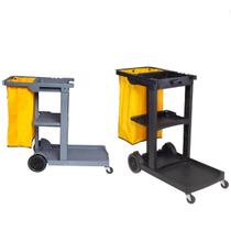 Carro Carrinho De Limpeza Multifuncional Resistente Hotel Camareira Basic Black Perfect Pro