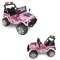 Carro Carrinho Elétrico Infantil Motorizado Criança Mini Jipe Bateria 12v Bivolt 2 Lugares Com Controle Remoto Mp3 Usb Rosa