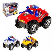 Carro Carrinho Maluco Cambalhota Policia Jeep Bate e Volta com Boneco Manobras Radicais Giro 360 graus Colorido Carro Carrinho Maluco Cambalhota Policia Jeep Bate e Volta com Boneco Manobras Radicais Giro 360 graus Colorido