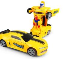 Carro Carrinho Transformers Vira Robô Automático Luz Som Musical Bate E Volta Brinquedo Para Menino - Robot