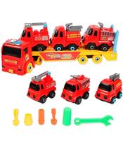Carro Cegonha 3 Carrinhos Monta Desmonta Bombeiros Vermelho Carro Cegonha 3 Carrinhos Monta Desmonta Bombeiros Vermelho