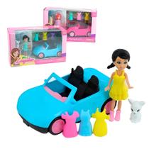 Carro com Acessórios e Boneca Laynier 06 peças, brinquedo de aventura para meninas super divertido