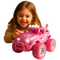 Carro com Controle Remoto Jipe Rosa Off-Road 4x4 Com LED Para Meninas Carro com Controle Remoto Jipe Rosa Off-Road 4x4 Com LED Para Meninas