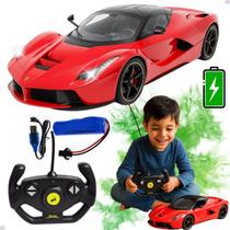 Carro Controle Remoto Sem Fio Ferrari C/ Luzes Farol 1:14
