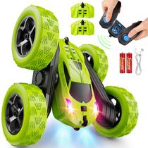 Carro de acrobacias RC QUNREDA 4WD, dupla face, giratório em 360, verde