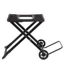 Carro de apoio dobrável portátil para churrasqueira Weber Q com rodas Carro de apoio dobrável portátil para churrasqueira Weber Q com rodas