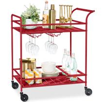 Carro de bar rodante Best Choice Products rojo con soporte para vino Carro de bar rodante Best Choice Products rojo con soporte para vino