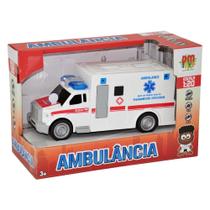 Carro de Brinquedo Ambulância Branca de Fricção - DM Toys