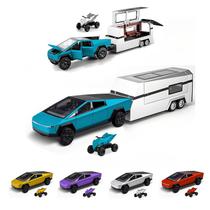 Carro de brinquedo Powvan Cybertruck em liga de ouro fundido com RV e ATV Carro de brinquedo Powvan Cybertruck em liga de ouro fundido com RV e ATV