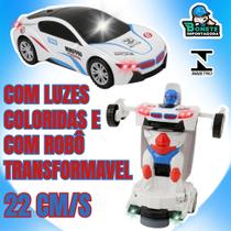 Carro de Brinquedo Robô Transformável 2 em 1 com Luzes Coloridas 22cm Carro de Brinquedo Robô Transformável 2 em 1 com Luzes Coloridas 22cm